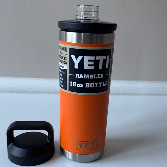 NEW YETI Rambler 18 oz Bottle in King Crap Orange in chug cap - Picture 3 of 10